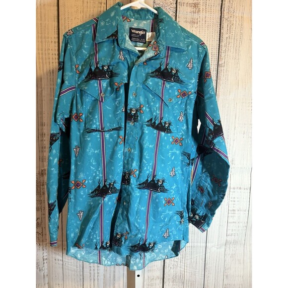 Wrangler Other - Vintage Wrangler Shirt Button Up Tepee Arrowhead Western Size 15 - 33 Long Sleev